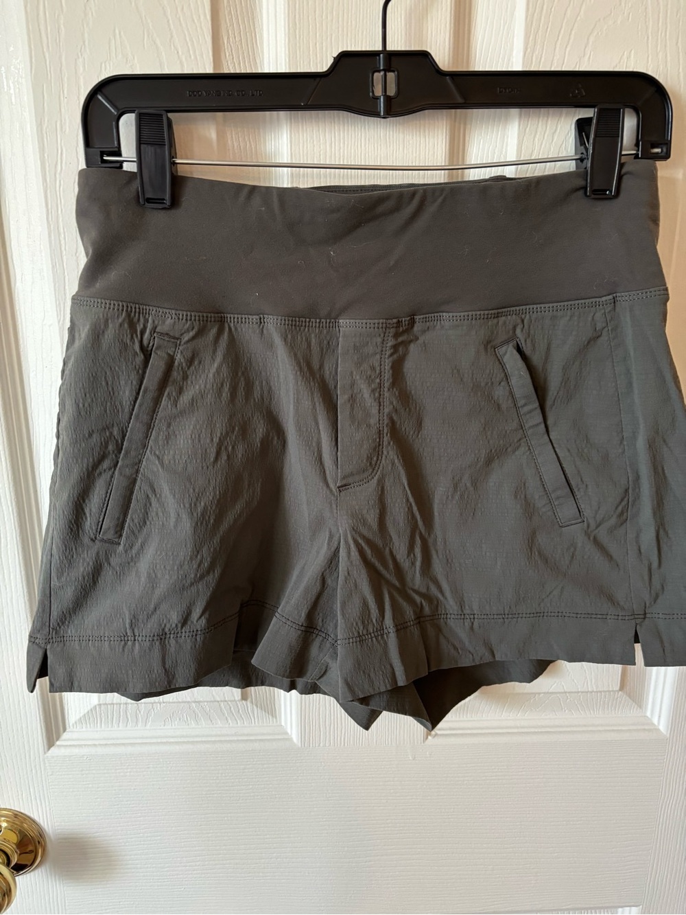 Athleta Olive Fold-Over Waist Athletic Shorts